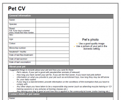 Download our pet CV template